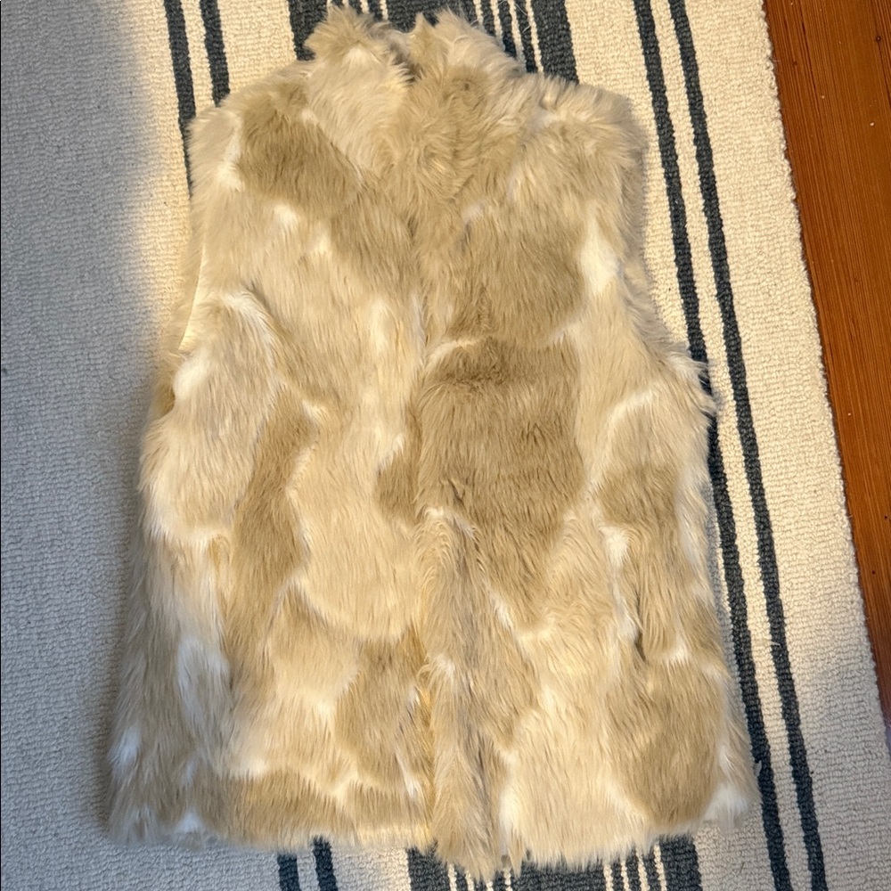 Faux Fur Vest in Cream and Tan